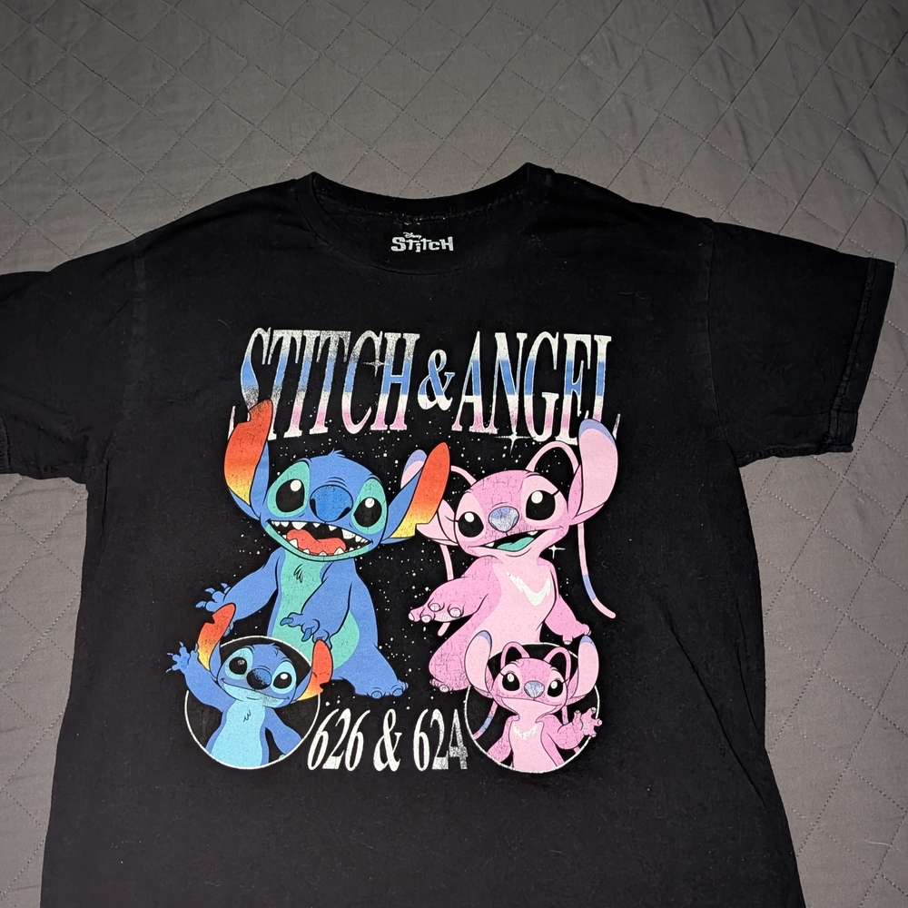 Black Stitch & Angel T-shirt From Hot Topic